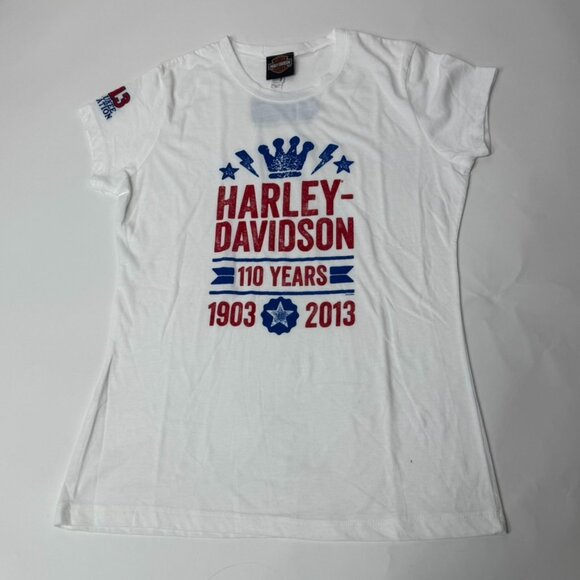 Harley-Davidson Tops - Harley Davidson Women's‎ Short Sleeve White Tee 110th Anniversary XL